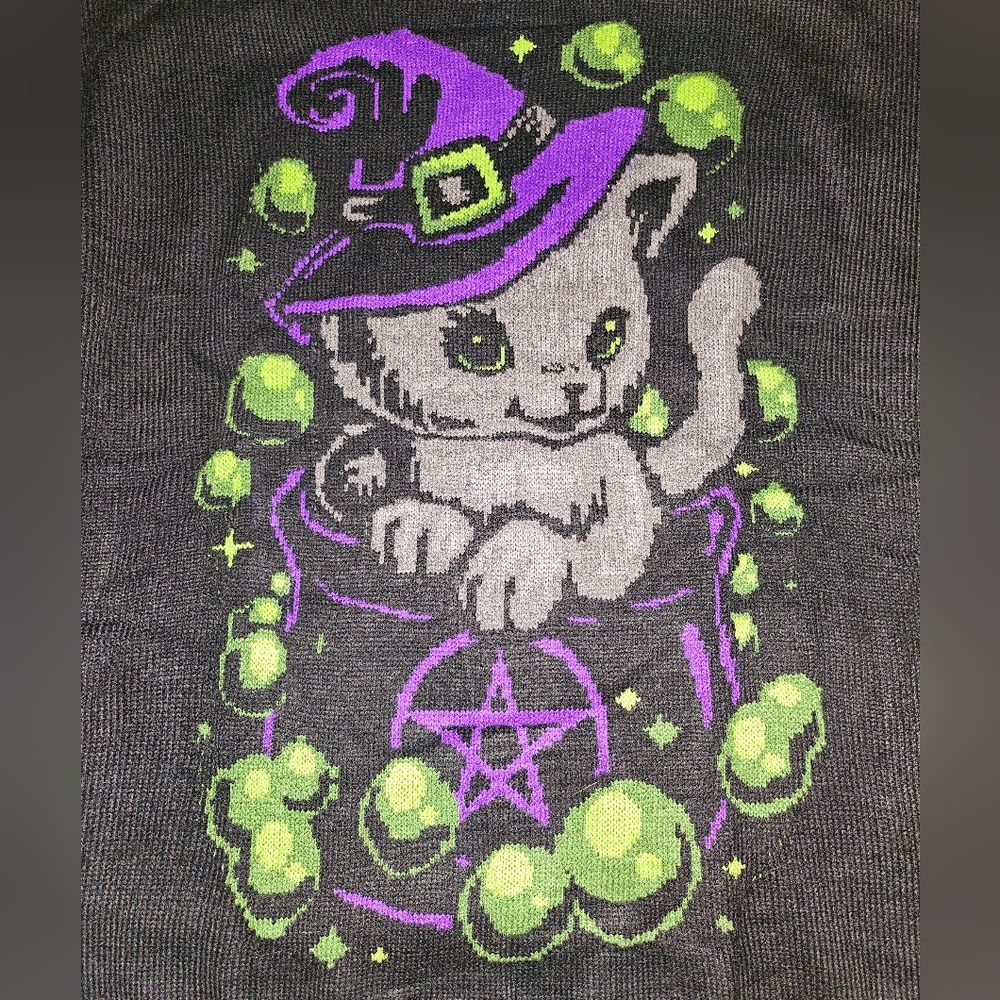 Trickz N' Treatz Witchy Kitten Sweater - Picture 3 of 13